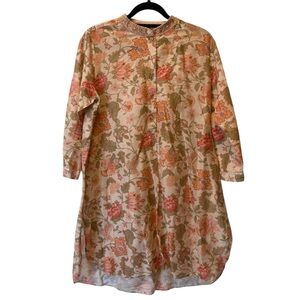 Ritu Kumar floral boho long sleeve cotton dress Medium